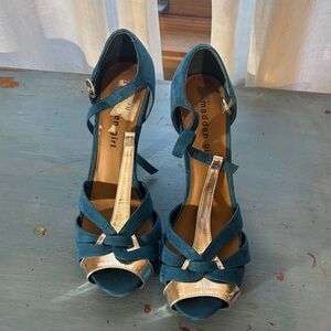 Madden Girl Teal and Metallic Heels
